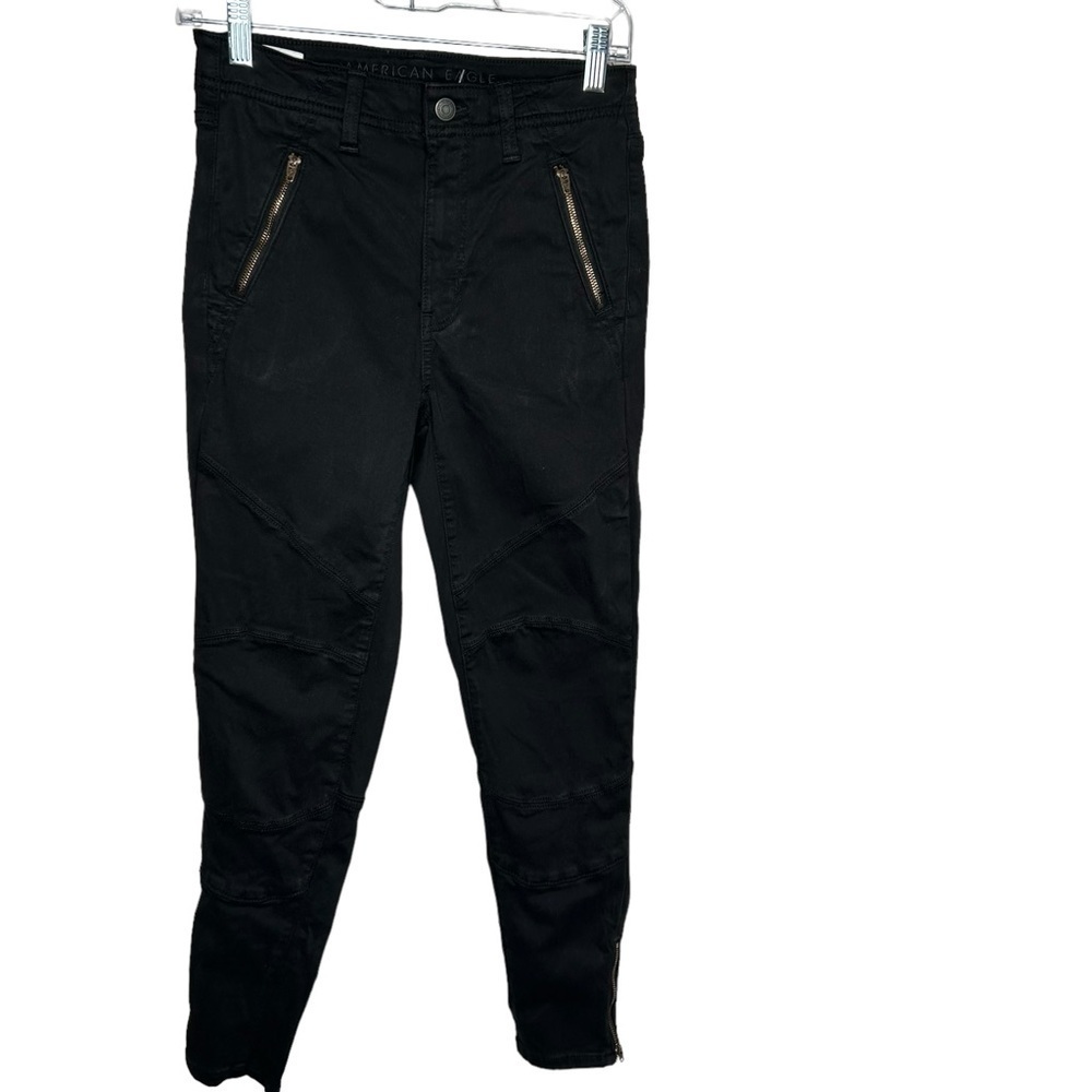 American Eagle Womens Hi-Rise Jegging Pants Black Super Stretch Sz 6 Short
